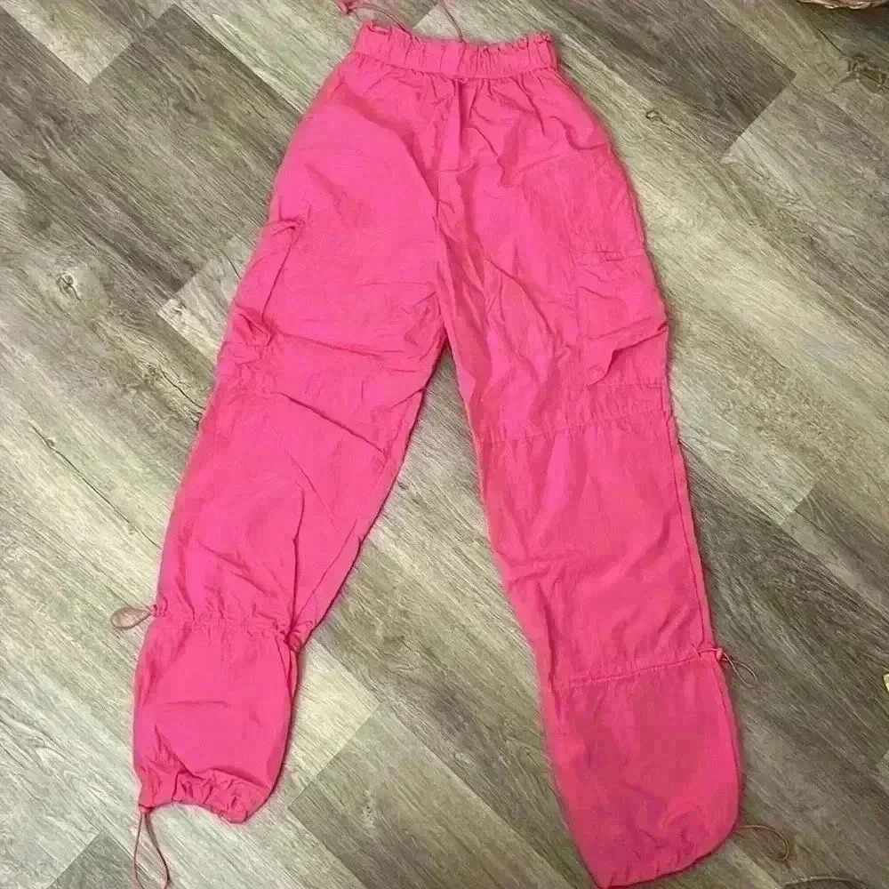 rue21 hot pink cargo drawstring pants - Picture 4 of 7